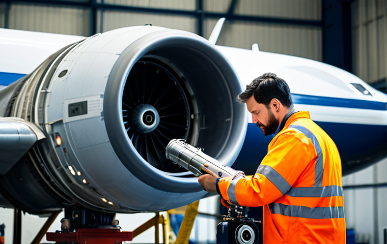 **
"A dedicated aircraft mechanic in appropriate work attire, carefully inspecting a jet engine in a well-lit hangar, fully clothed, safe for work, professional, perfect anatomy, natural pose, high quality aviation photography."
**