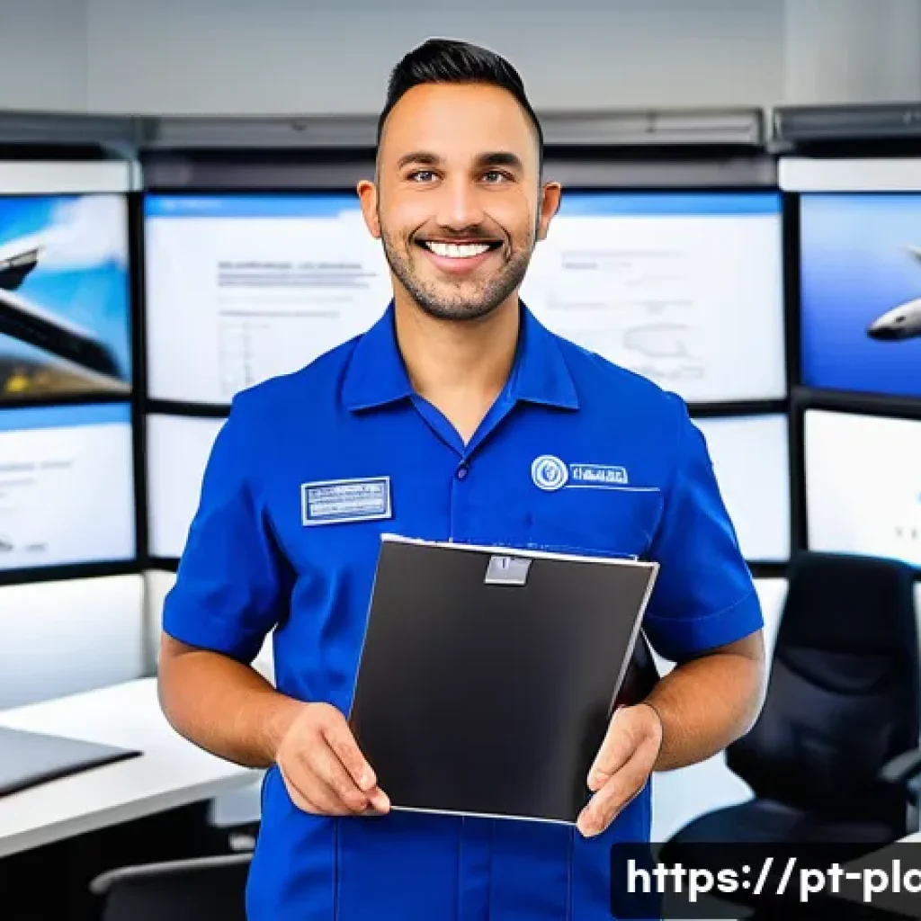 항공정비사 실무 중 자주 묻는 질문 - **Prompt:** A focused and professional aircraft maintenance technician, wearing a clean, dark blue u...