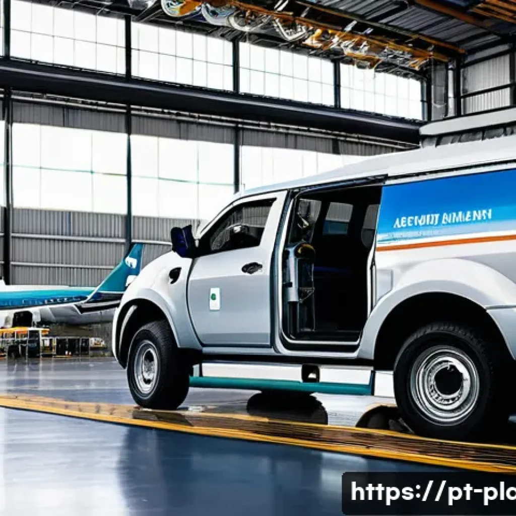 항공정비사와 환경 규제 - **Prompt:** A diverse group of aviation maintenance technicians, wearing clean, professional overall...