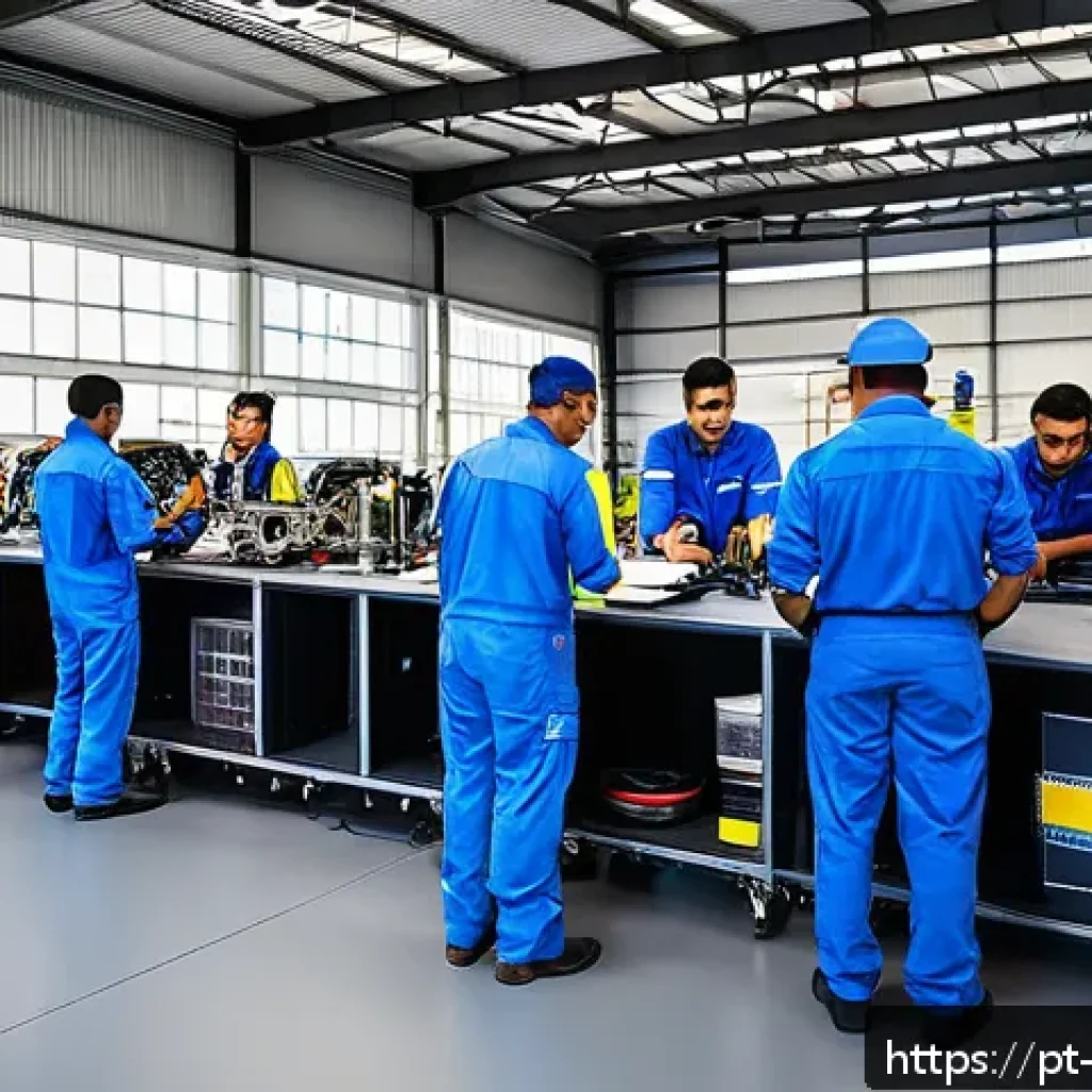 항공정비 자격증 시험 난이도 - A detailed scene inside a modern Brazilian aviation maintenance training center, showing a diverse g...