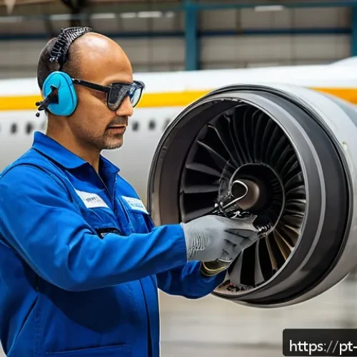 Home 33 항공정비사와 항공사 취업 비교 - A highly detailed scene inside an aircraft maintenance hangar in Brazil, showing a skilled aviation ...