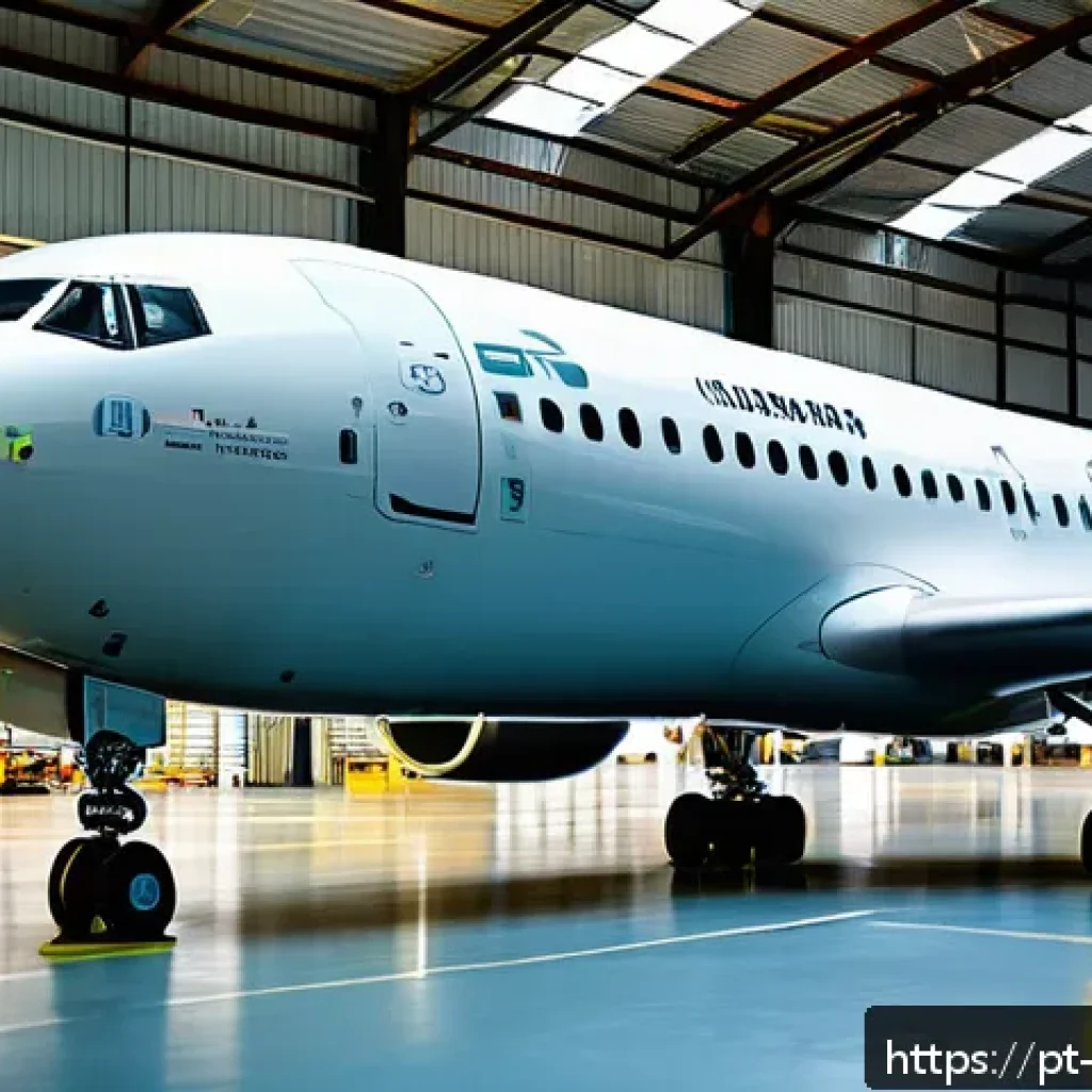 항공정비사와 항공사별 정비 프로세스 - A detailed scene inside a modern Brazilian aircraft maintenance hangar during daytime, showing a div...