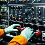 Home 18 항공정비사가 알아야 할 전기기초 - A detailed and realistic close-up of an aircraft electrical maintenance technician’s workstation, sh...