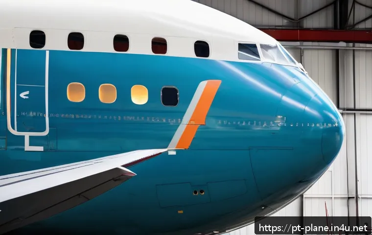항공정비사의 장비 점검 체크리스트 - A detailed close-up of an aircraft technician inspecting the external surfaces of a commercial airpl...